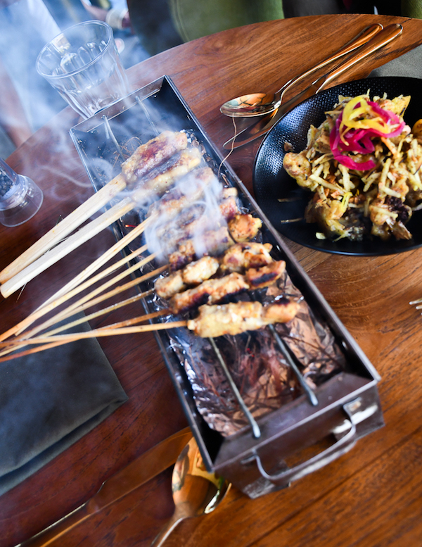 Mixed Satay served on the grill